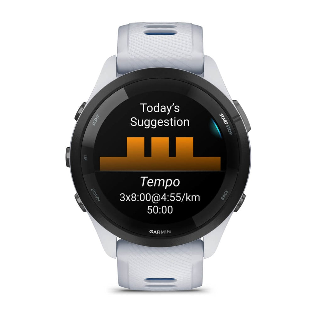 Garmin Forerunner 265 3.3 cm (1.3") AMOLED 46 mm Digital 416 x 416 pixels Touchscreen Black, White Wi-Fi GPS (satellite)