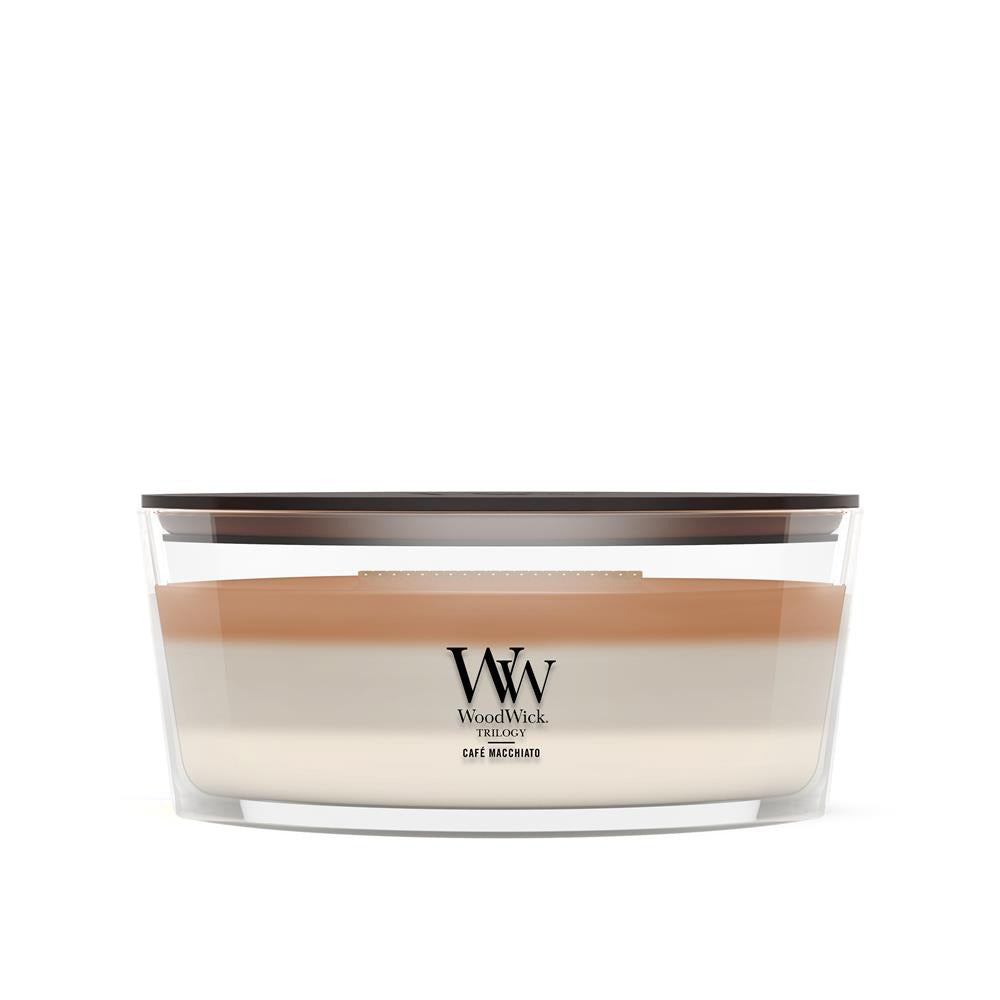 WoodWick Café Macchiato Wax Candle — Ellipse Coffee White/Brown, 1 pc