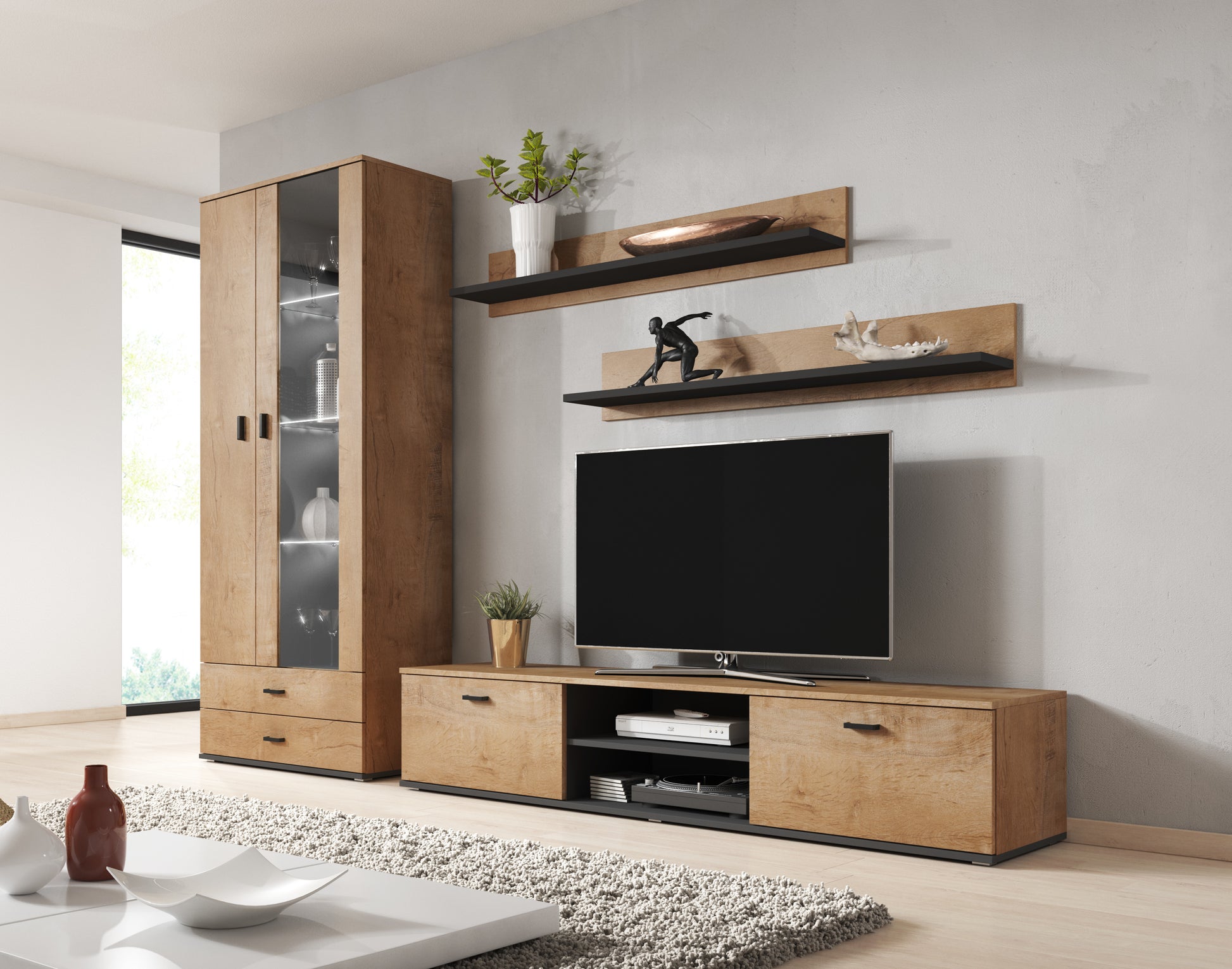 Cama set of two shelves 125cm SOHO lefkas oak/black