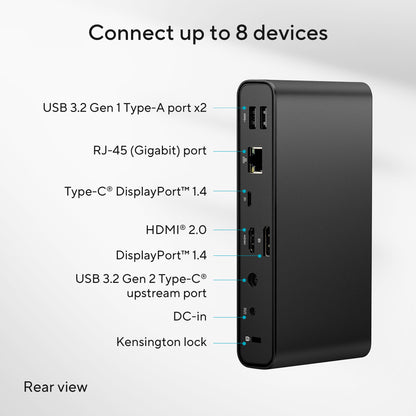 ASUS DC300 Triple Display USB-C Docking Station, USB 3.2 Gen 2 (3.1 Gen 2) Type-C, Black