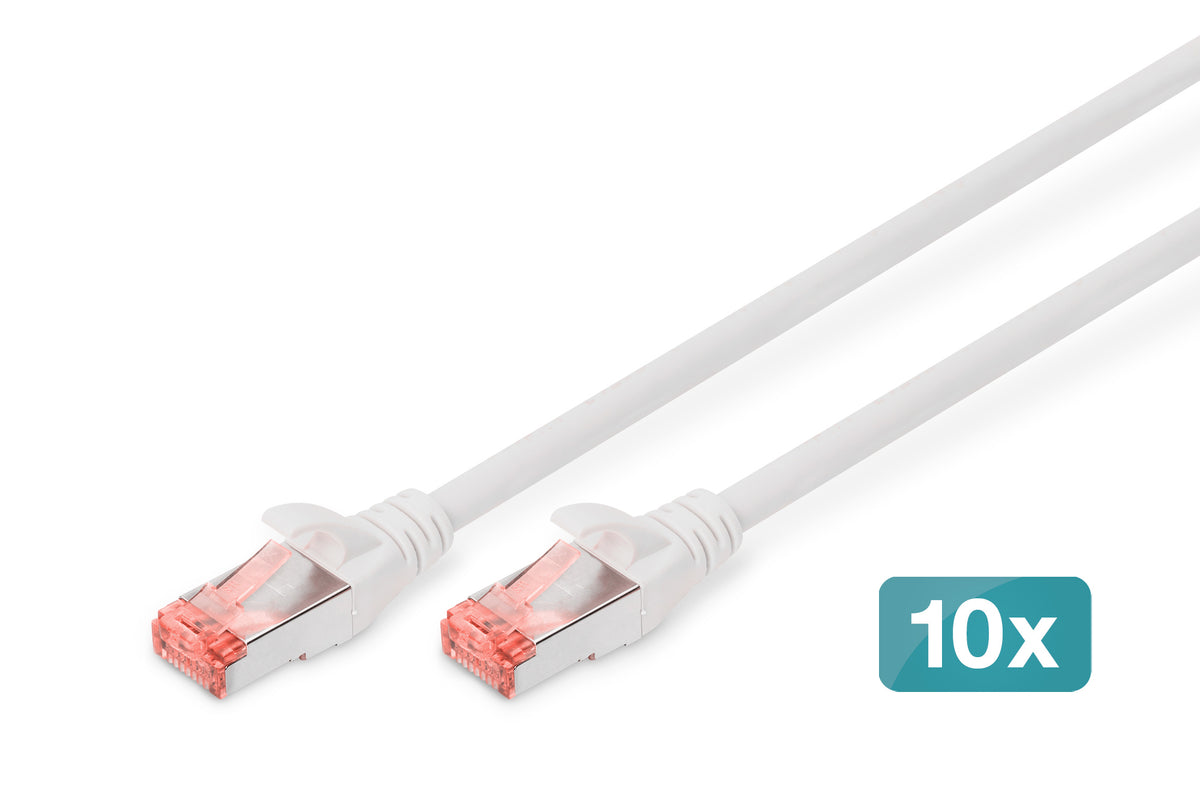DIGITUS CAT 6 S/FTP Patchkabel, 10 Stück, 5m, weiß