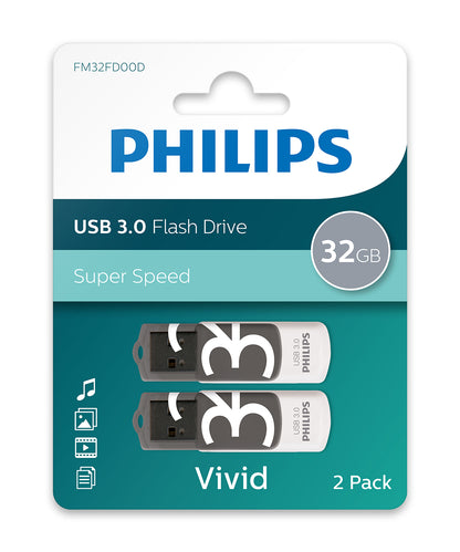 Philips USB 3,0 2-Pack      32GB Vivid Edition Shadow Grey