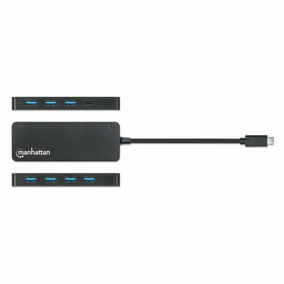 MANHATTAN 7-Port USB Hub USB-C Plug to USB-A Ports 5 Gbit/s Black
