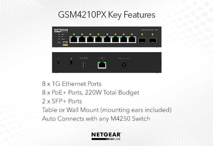 NETGEAR 8x1G PoE+ 110W 1x1G and 1xSFP Managed Switch