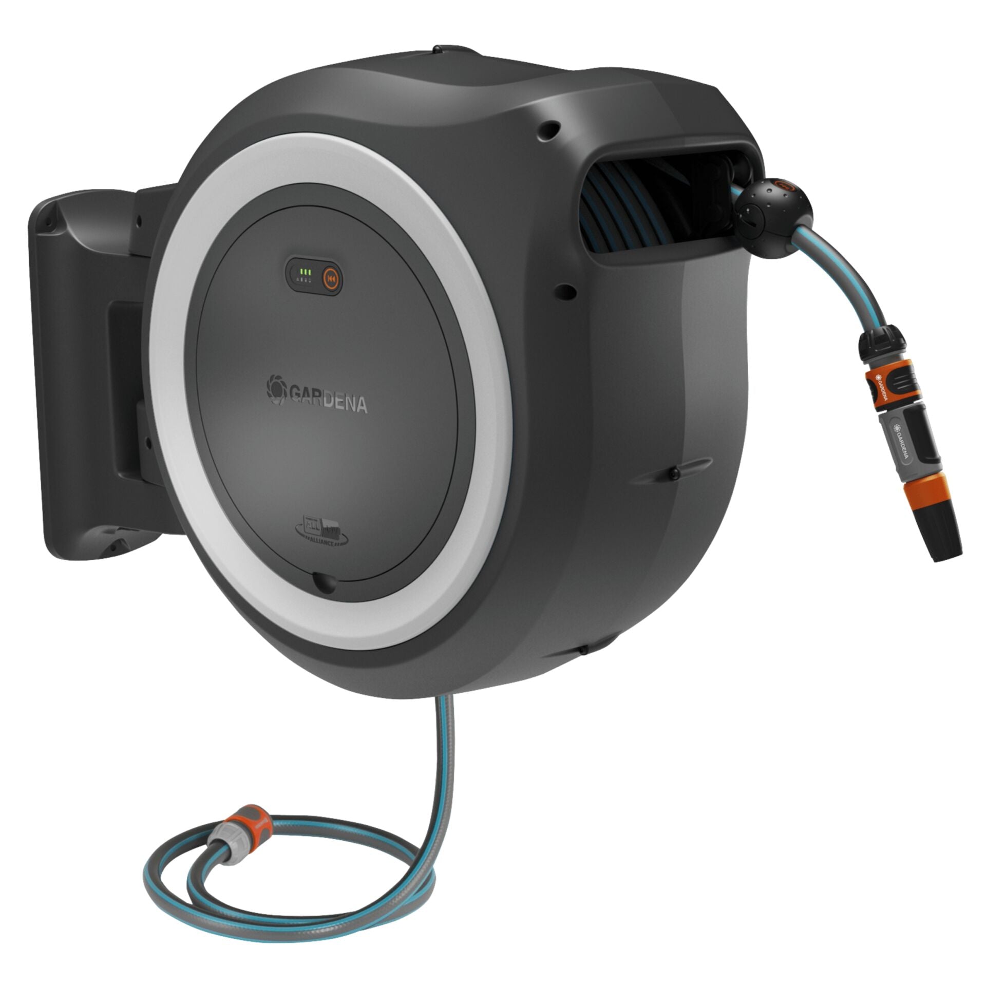 Gardena Battery-Powered Wall-Mounted Hose Box PowerRoll XXL 18V with 40 m Hose