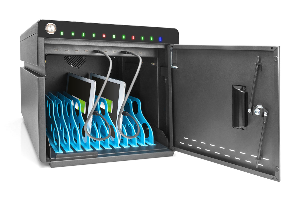 DIGITUS Mobile Charging Cabinet for Notebooks/Tablets 14" — 10 Slots, Black
