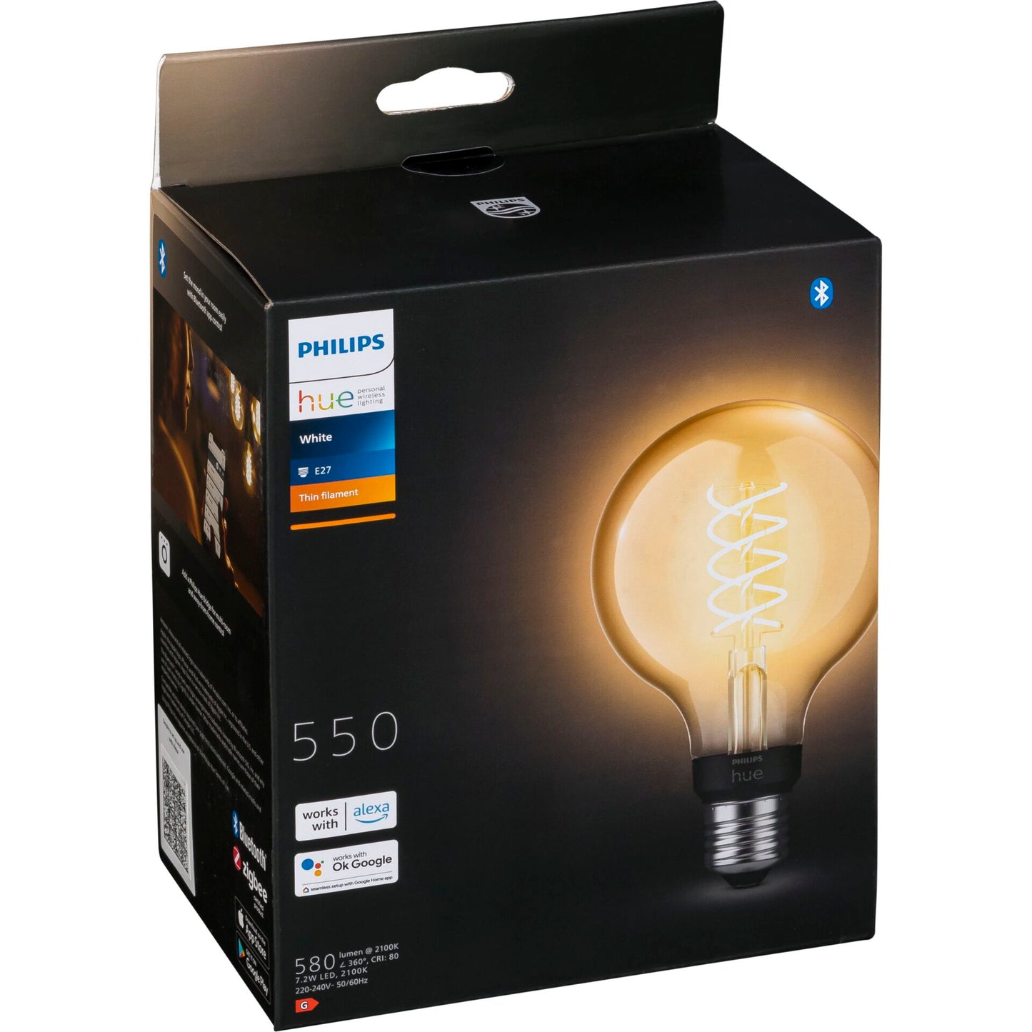 Philips Hue White Filament E27 Globe G93 550 Lumens LED Bulb