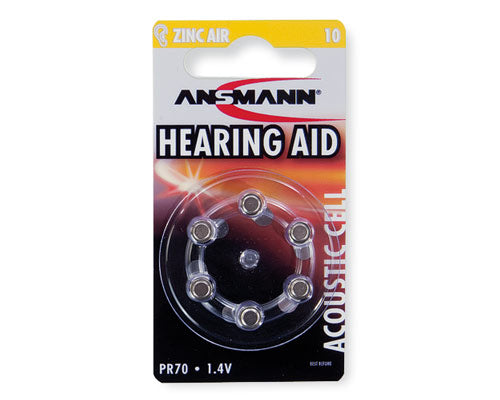 1x6 Ansmann Zinc-Air 10 (PR70) Hearing Aid Batteries