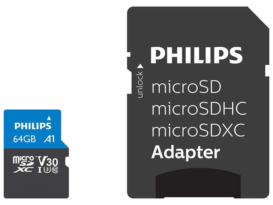 Philips MicroSDXC Card      64GB Class 10 UHS-I U3 incl, Adapter