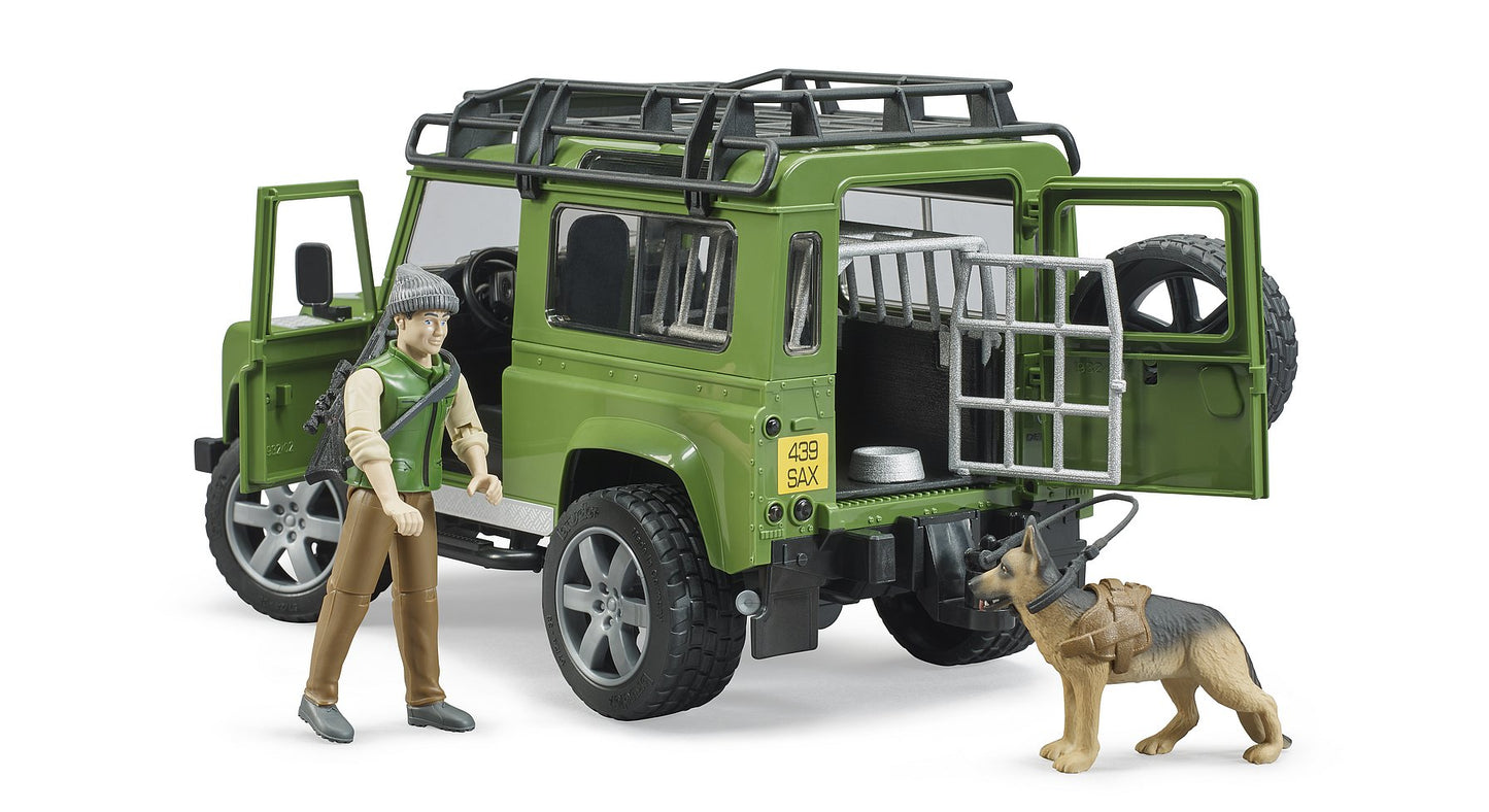 Land Rover Defender Station Wagon (grün/schwarz, Inkl. Förster und Hund)