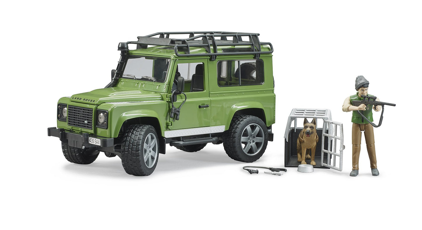 Land Rover Defender Station Wagon (grün/schwarz, Inkl. Förster und Hund)