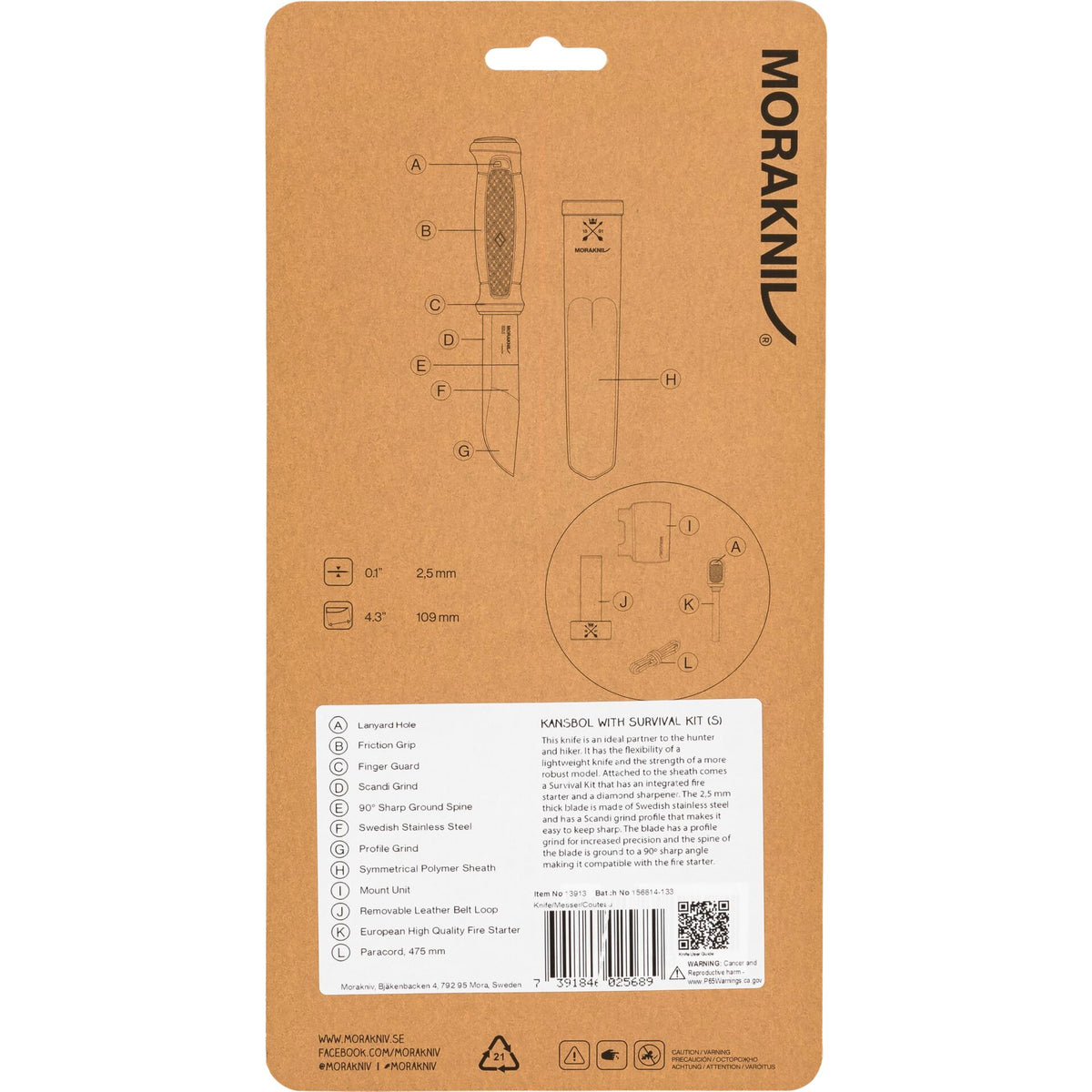 Morakniv Kansbol incl. Survival-Kit orange