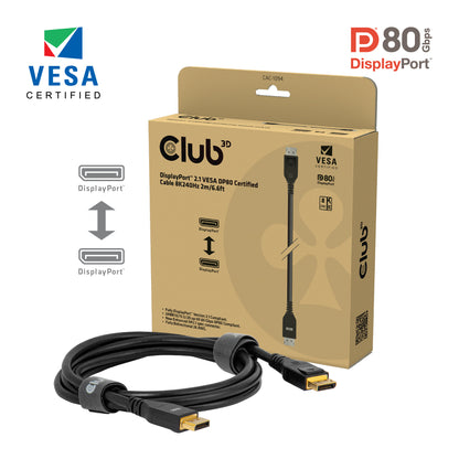 Club3D DP Cable 2.1 DP80 Certified 2m 10K/8K/4K St/St Retail