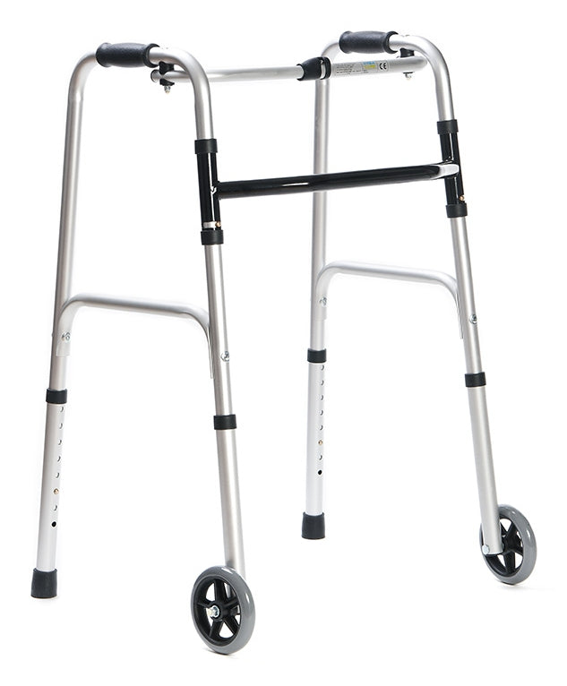 Walking frame rehabilitation with wheels