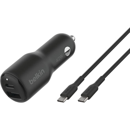 Belkin BOOST Charge 42W Dual Port Car Charger with PD and PPS Technology, Model CCB005btBK
