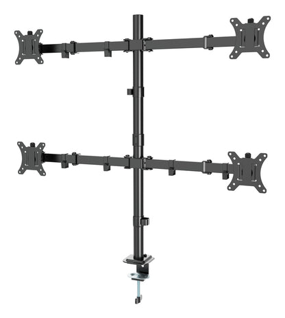 Gembird MA-D4-01 Adjustable Desk Mount for 4 Displays (Rotate, Tilt, Swivel), 13"–32", Supports Up to 10kg per Screen