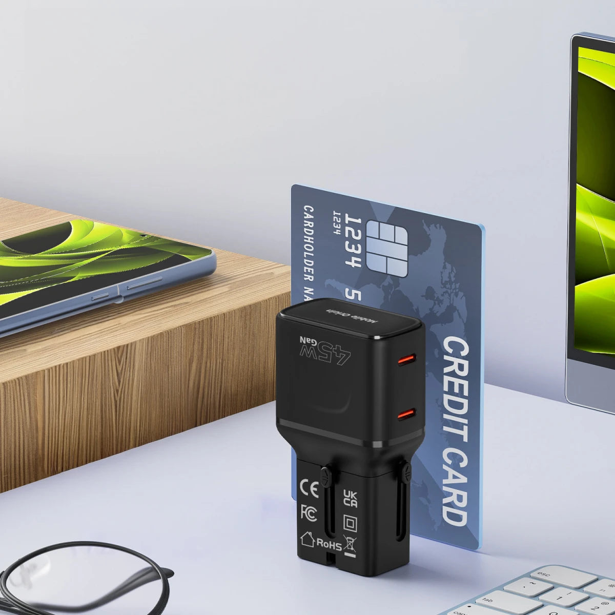 Mobile Origin 45W Travel Adapter EU/US/UK/AU PW26, black