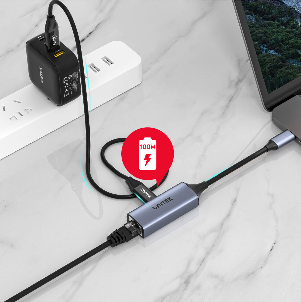 Unitek USB-C to RJ45 Adapter, 1Gbps, PD 100W