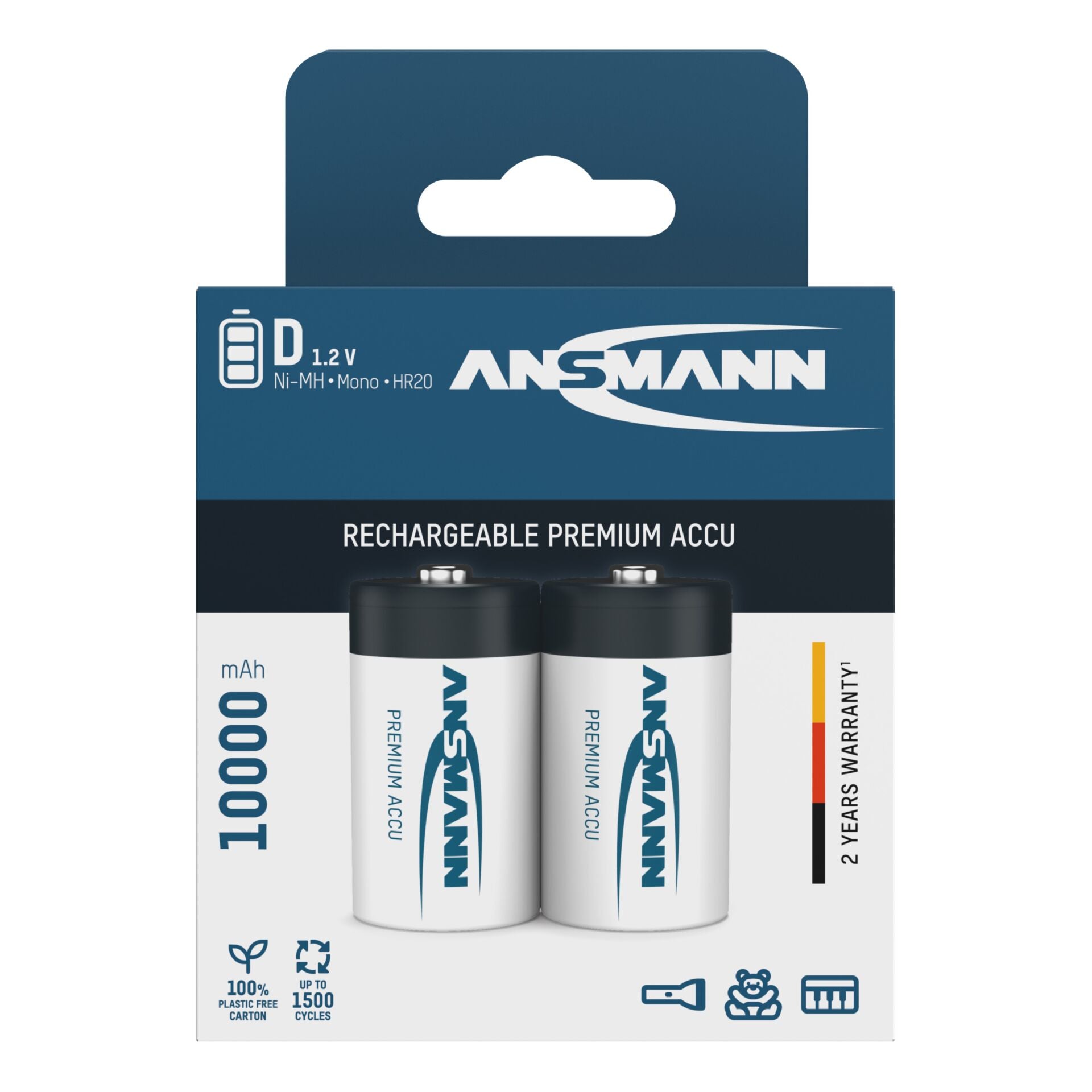 1x2 Ansmann NiMH rech.bat. 10000 Mono D 9300 mAh     5030642