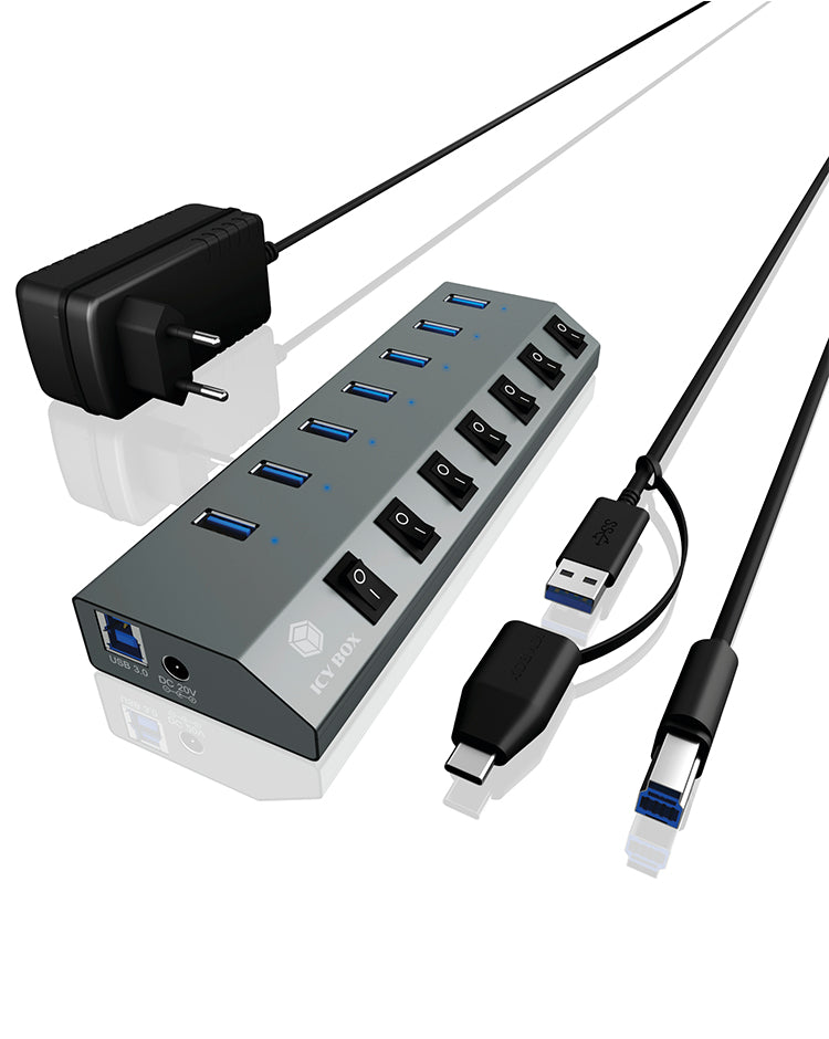 RaidSonic IB-HUB1701-C3 7 port USB 3,0 Type-A Hub