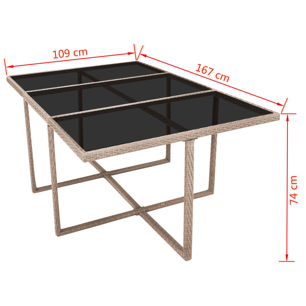 vidaXL Σετ Τραπεζαρίας Εξ. Χώρου 11 τεμ. Μπεζ Συνθ. Ρατάν με Μαξιλάρια