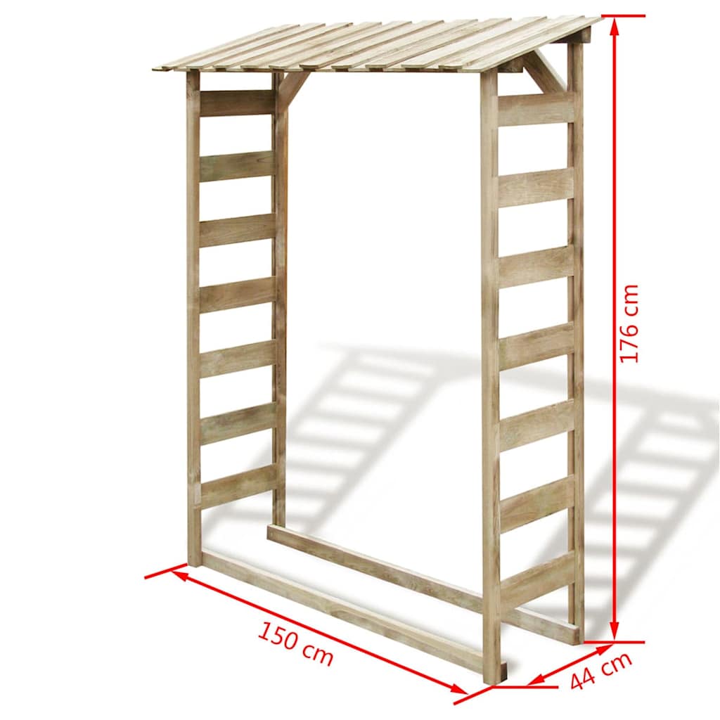 vidaXL Υπόστεγο Αποθήκευσης Καυσόξυλων 150 x 44 x 176 εκ. Ξύλο Πεύκου