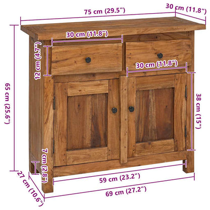 vidaXL Συρταριέρα 75 x 30 x 65 εκ. από Μασίφ Ξύλο Μαόνι