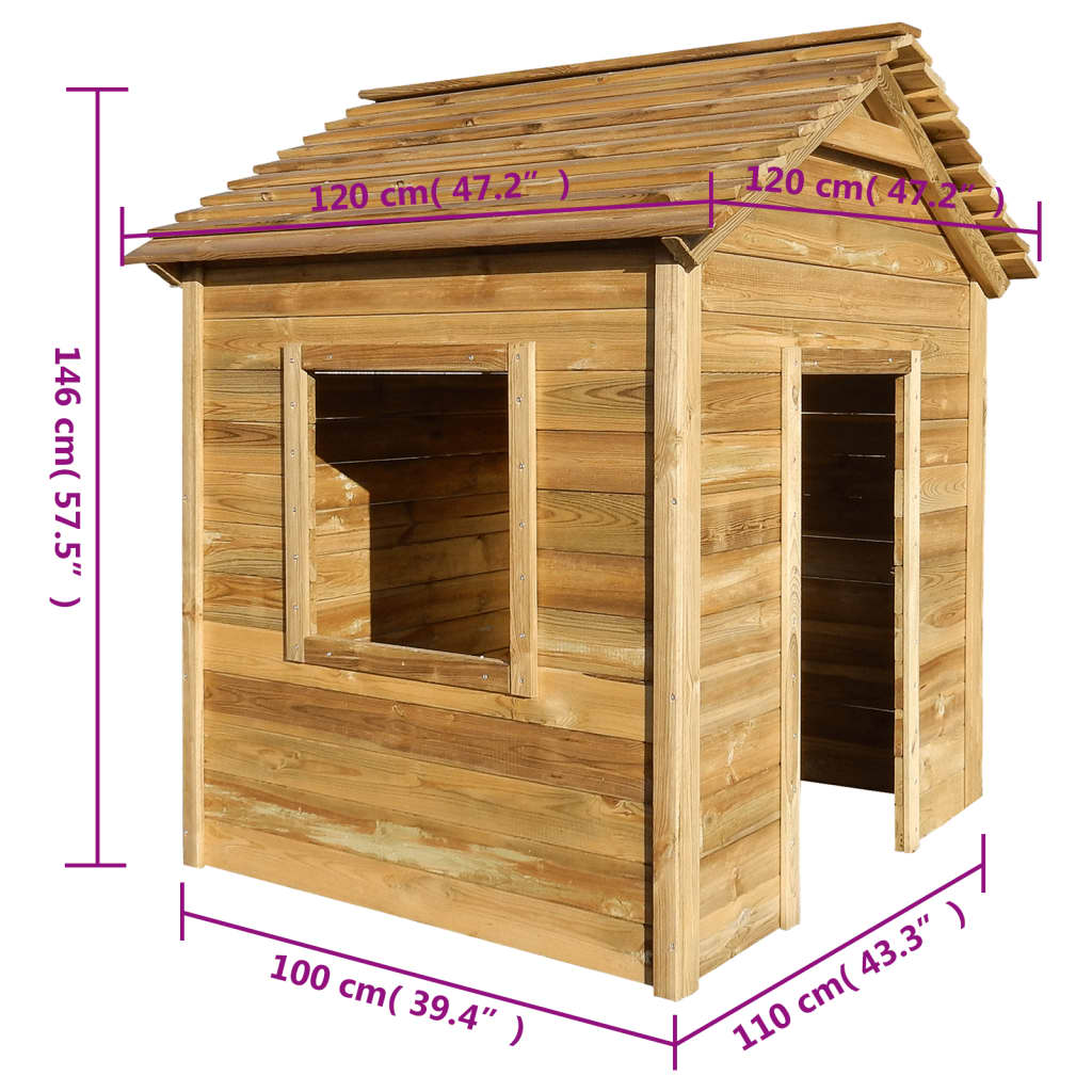 vidaXL Σπιτάκι Εξωτερικού Χώρου 120 x 120 x 146 εκ. από Ξύλο Πεύκου