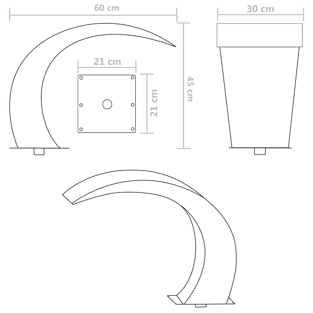 Σιντριβάνι Καταρράκτης Πισίνας 45 x 30 x 60 εκ. από Ανοξείδωτο Ατσάλι