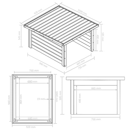 vidaXL Στέγαστρο Χλοοκοπτικού 92x104x59,5 εκ/19 χιλ. Μασίφ Ξύλο Πεύκου