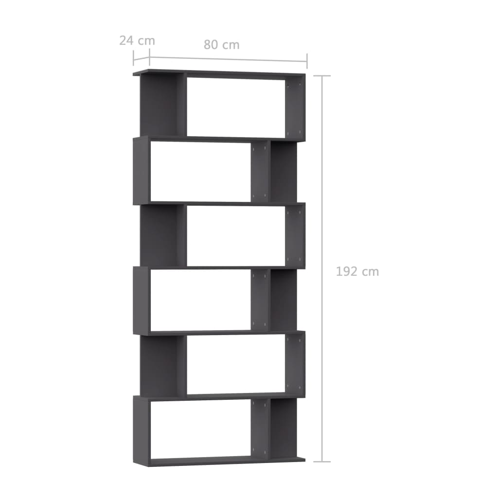 Βιβλιοθήκη/Διαχωριστικό Χώρου Γκρι 80x24x192 εκ. Μοριοσανίδα