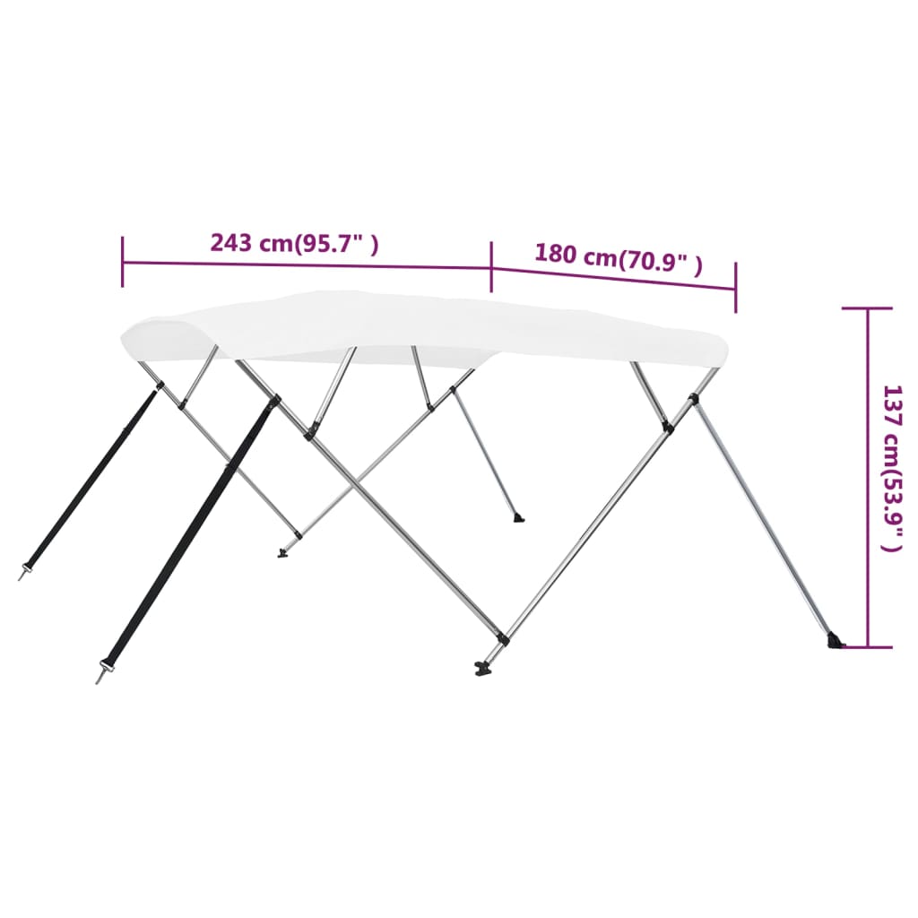 vidaXL Τέντα Σκάφους με 4 Αψίδες Λευκή 243 x 180 x 137 εκ.