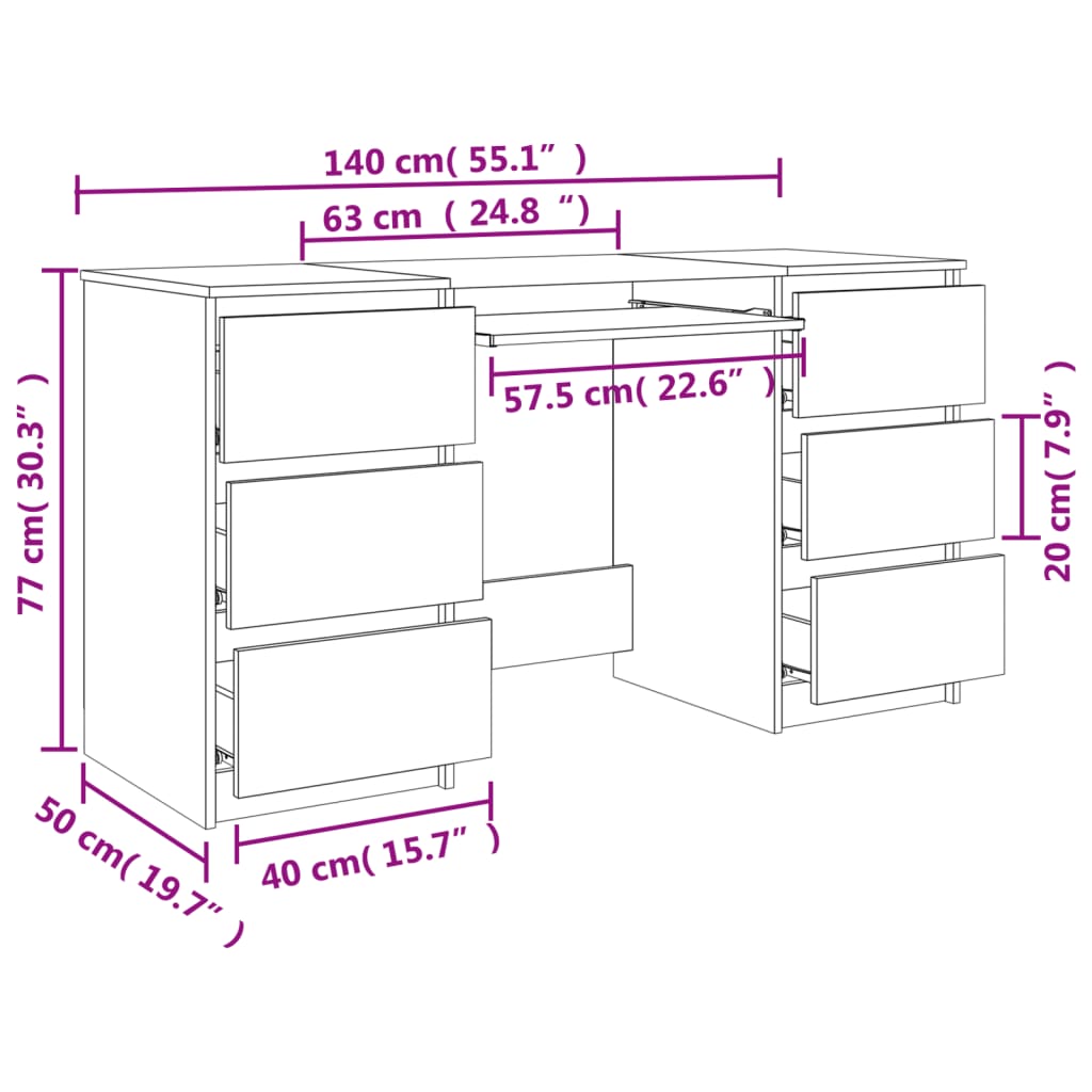 Γκρι Γραφείο Σκυροδέματος 140 x 50 x 77 εκ. από Επεξεργασμένο Ξύλο