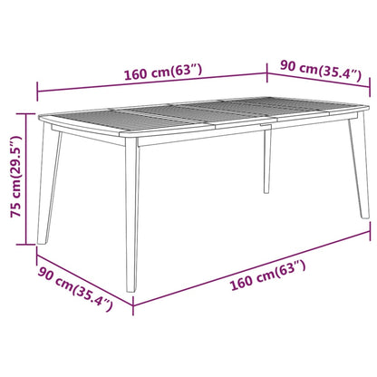 vidaXL Τραπέζι Κήπου 160x90x75 εκ. από Μασίφ Ξύλο Ακακίας