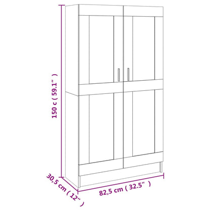 vidaXL Βιβλιοθήκη Γκρι του Σκυροδέματος 82,5x30,5x150 εκ. Επεξ. Ξύλο