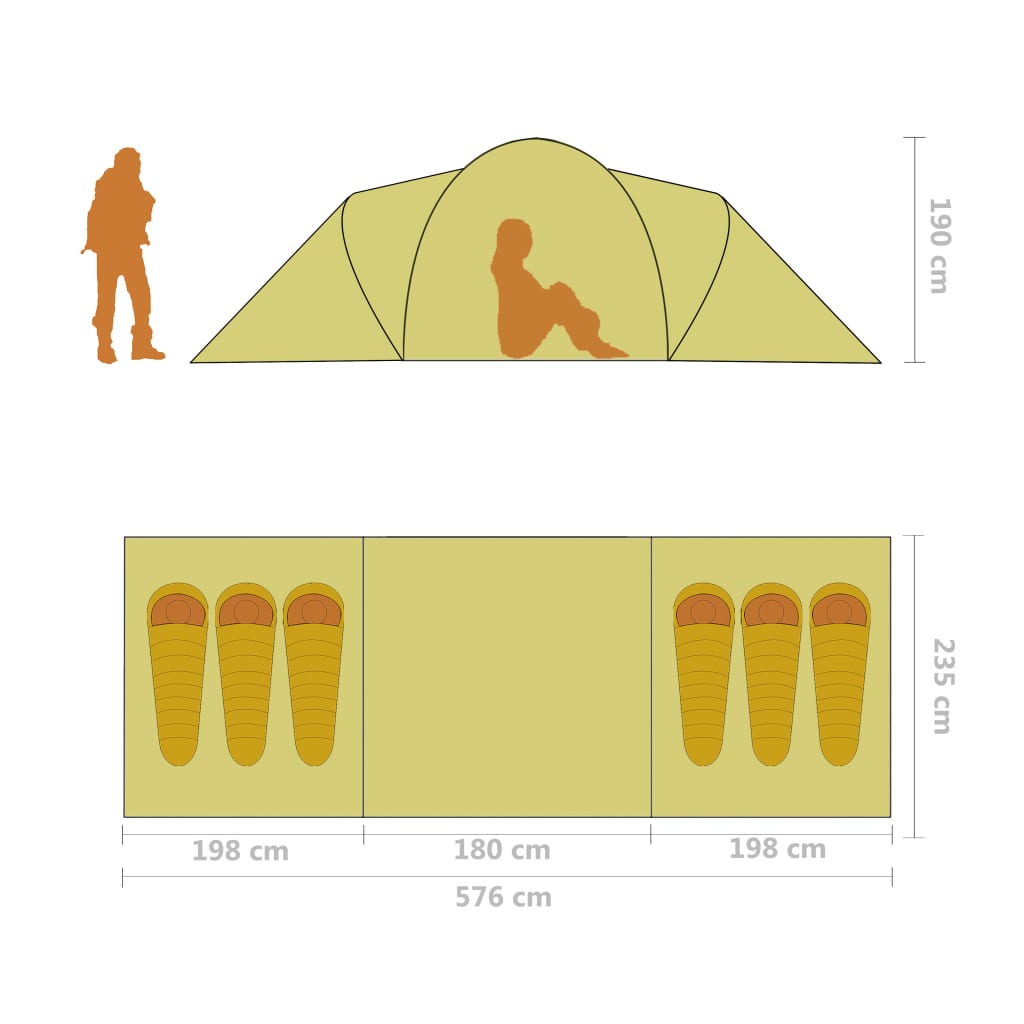 vidaXL Σκηνή Camping 6 Ατόμων Γκρι / Πορτοκαλί