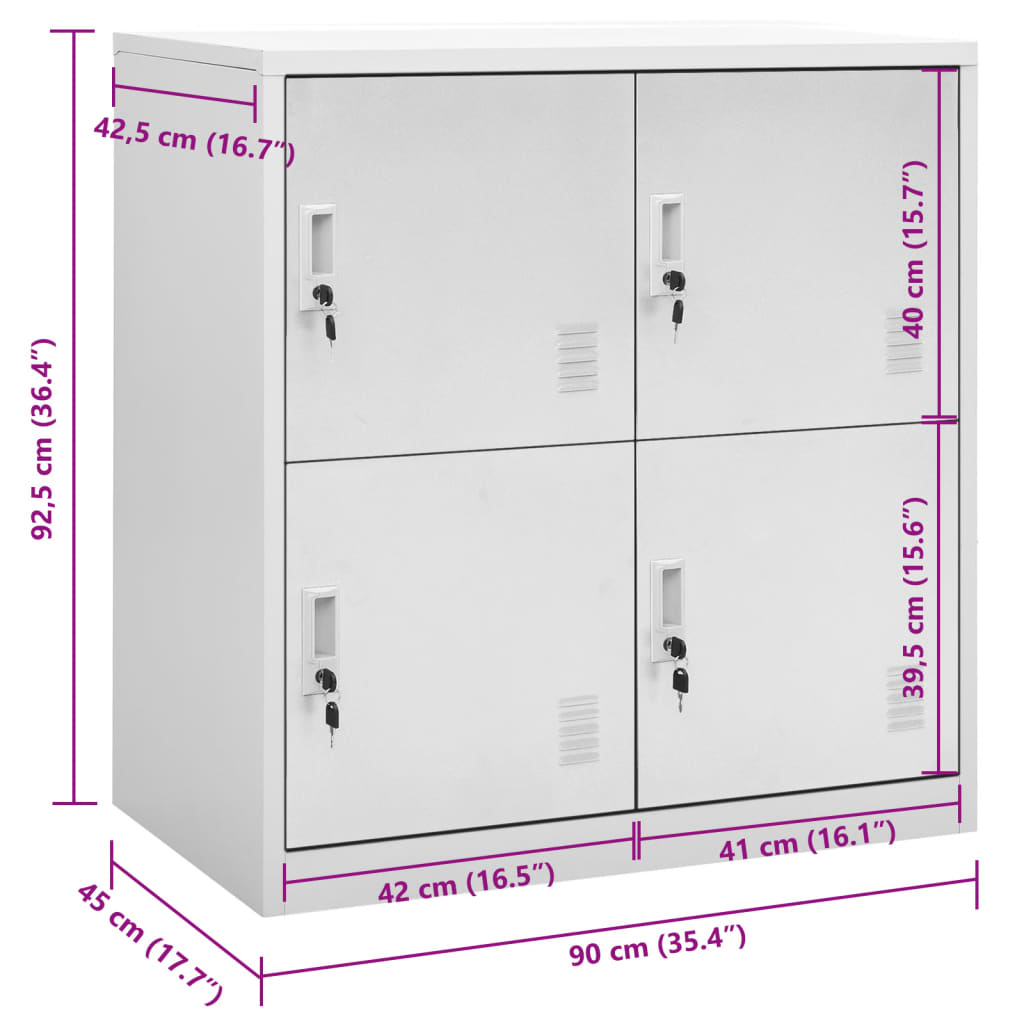 vidaXL Φοριαμός Ανοιχτό Γκρι 90 x 45 x 92,5 εκ. Ατσάλινος