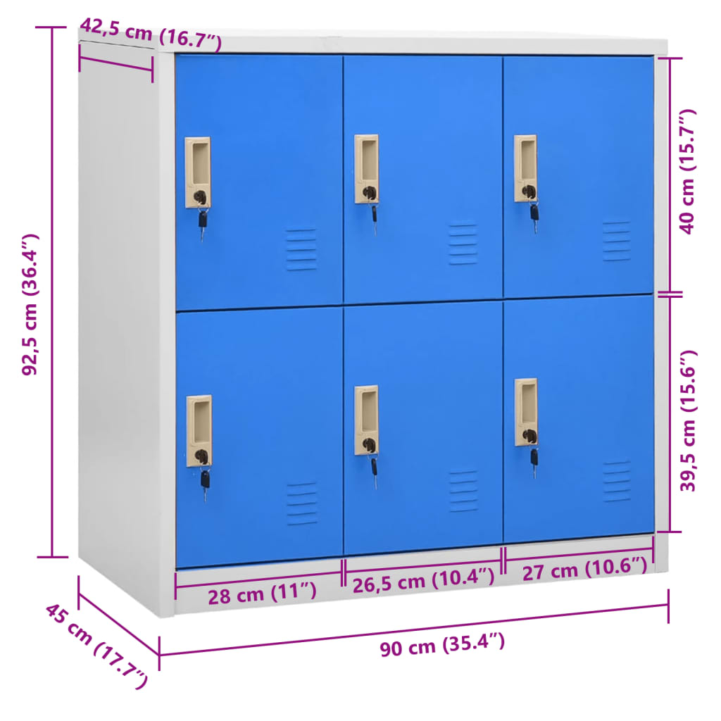 vidaXL Φοριαμός Ανοιχτό Γκρι / Μπλε 90 x 45 x 92,5 εκ. Ατσάλινος