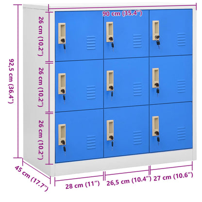 vidaXL Φοριαμός Ανοιχτό Γκρι / Μπλε 90 x 45 x 92,5 εκ. Ατσάλινος