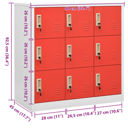 vidaXL Φοριαμός Ανοιχτό Γκρι / Κόκκινο 90 x 45 x 92,5 εκ. Ατσάλινος