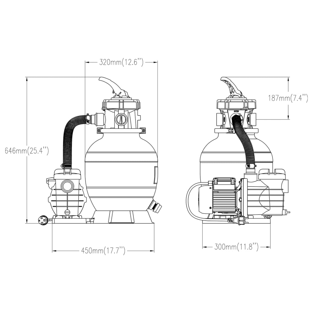 vidaXL Φίλτρο Άμμου Πισίνας με Προφίλτρο Μαύρο