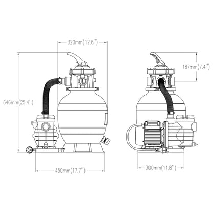 vidaXL Φίλτρο Άμμου Πισίνας με Προφίλτρο Μαύρο