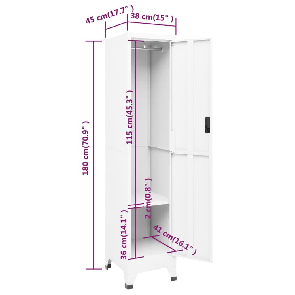 vidaXL Φοριαμός Λευκός 38 x 45 x 180 εκ. Ατσάλινος