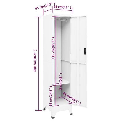 vidaXL Φοριαμός Λευκός 38 x 45 x 180 εκ. Ατσάλινος