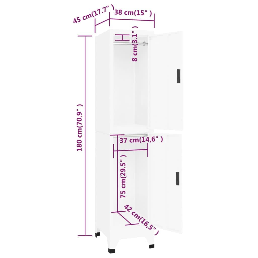 vidaXL Φοριαμός Λευκός 38 x 45 x 180 εκ. Ατσάλινος