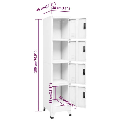 vidaXL Φοριαμός Λευκός 38 x 45 x 180 εκ. Ατσάλινος