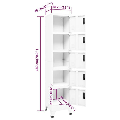 vidaXL Φοριαμός Λευκός 38 x 40 x 180 εκ. Ατσάλινος