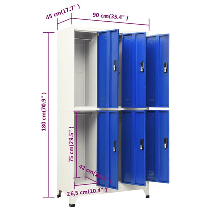 Φοριαμός Ατσάλινος Γκρι και Μπλε 90 x 45 x 180 εκ.