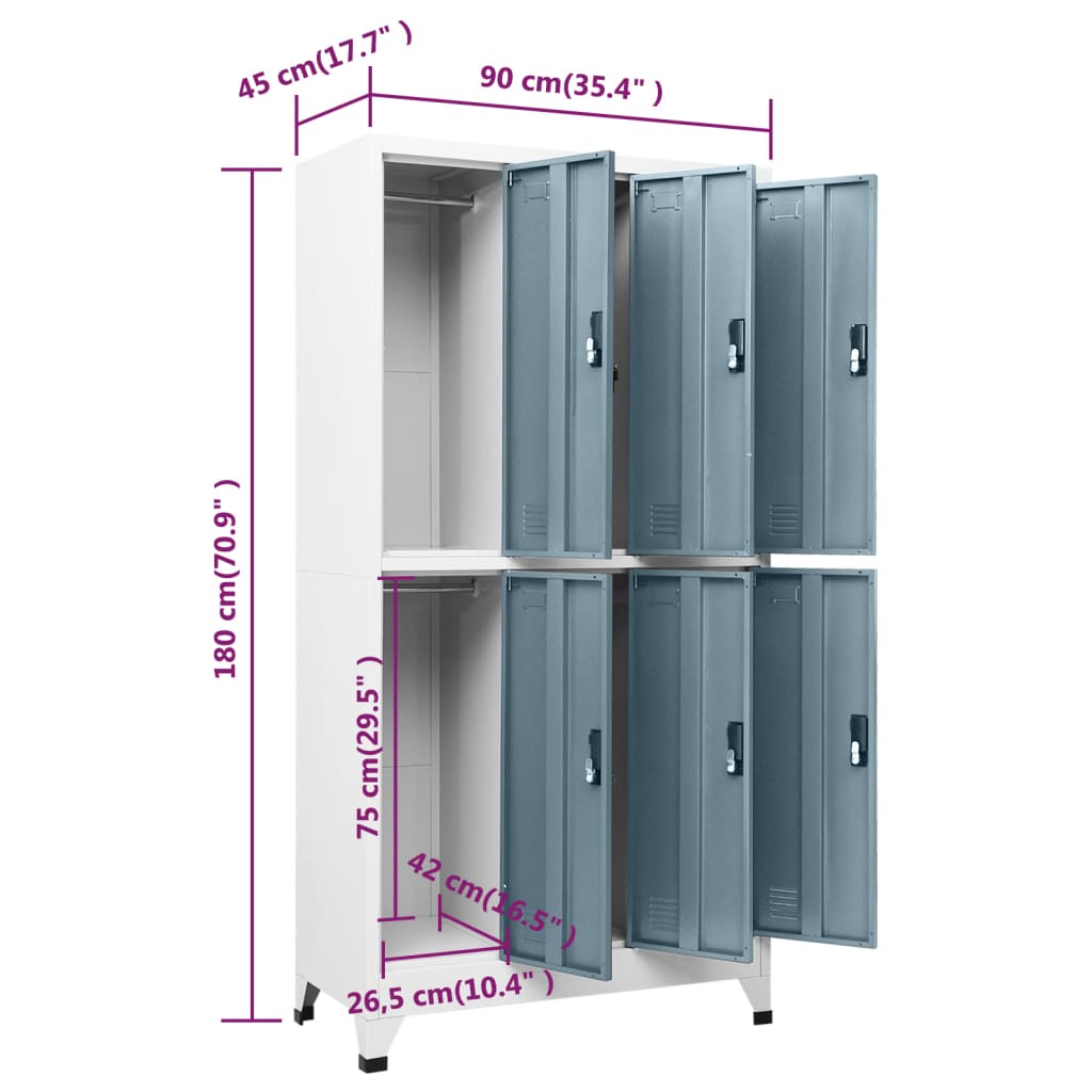 vidaXL Φοριαμός Ανοιχτό Γκρι & Σκούρο Γκρι 90 x 45 x 180 εκ. Ατσάλινος