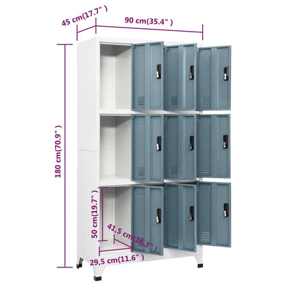 vidaXL Φοριαμός Ανοιχτό / Σκούρο Γκρι 90 x 45 x 180 εκ. Ατσάλινος